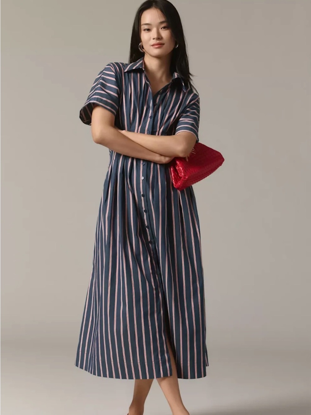 Navy, Red and White Exquise Tobie Midi Dress